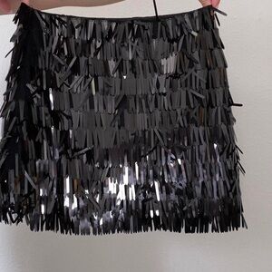 Fringe mini black skirt